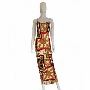 NWT Baroque Scarf Print Maxi Dress | Spaghetti Strap Bodycon | Medium